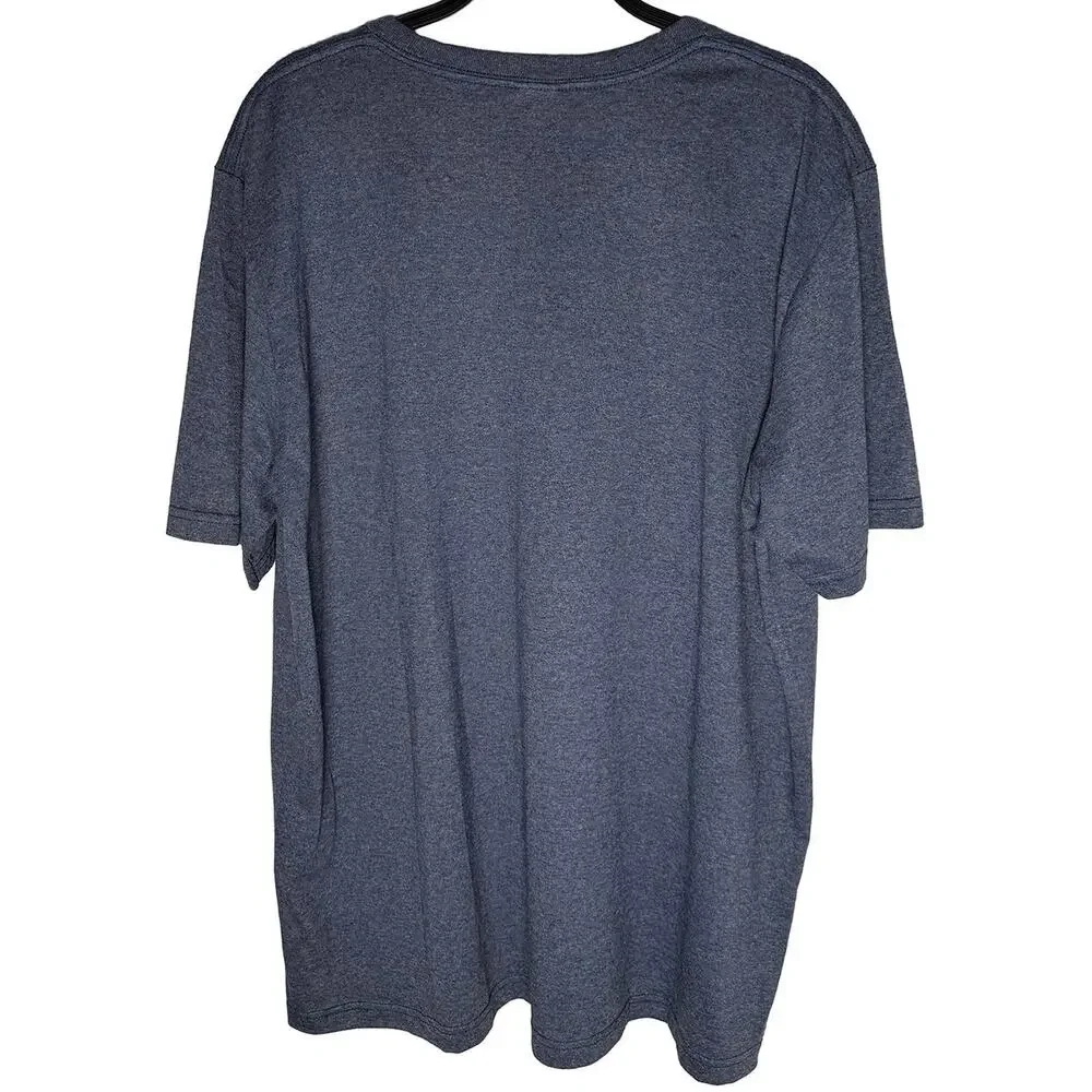 Men's The North Face Half Dome Logo T‎ Shirt Heathered Blue/Red Logo Casual NWOT